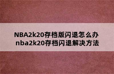 NBA2k20存档版闪退怎么办 nba2k20存档闪退解决方法